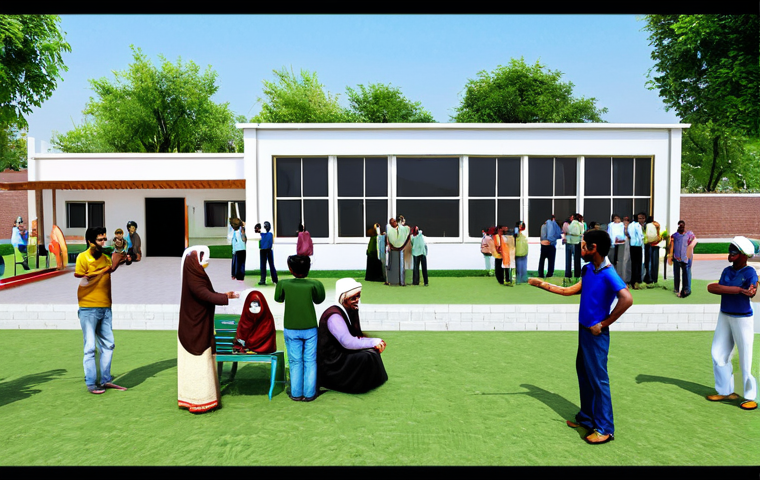 Community Development**

"A completed community center, bustling with activity, fully clothed individuals participating in various community events, safe for work, appropriate content, professional, modest, family-friendly, perfect anatomy, correct proportions, natural pose, well-formed hands, proper finger count, natural body proportions, bright daylight, community board, Urdu signage."

**