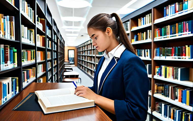 공공관리사 이직 성공 사례 - **Prompt:** "A student studying public administration textbooks at a university library, fully cloth...