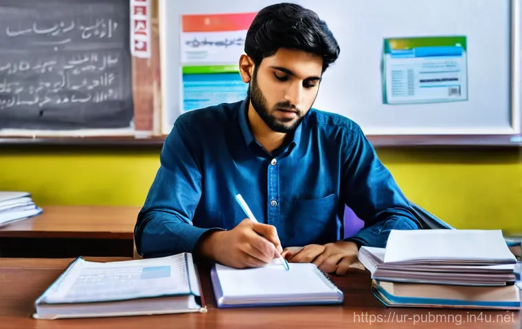 공공관리사 실기시험 준비 과정에서의 교훈 - **Prompt:** A thoughtful young Pakistani public administration student, modestly dressed in smart ca...