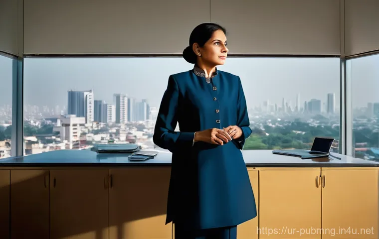 공공관리사 실무 경험을 통해 배우는 교훈 - **Prompt 2: Bridging Digital and Human Connection**
    "A modern, clean government office in Pakist...