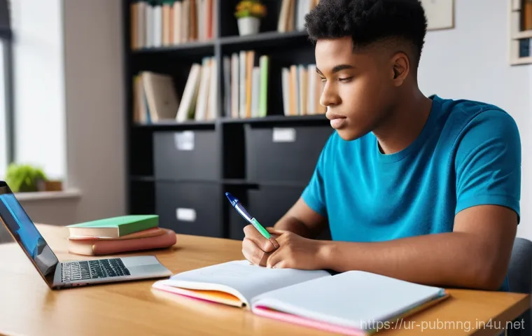공공관리사 시험 합격률 증가 요인 - **Prompt:** A vibrant, well-lit scene featuring a young adult student, approximately 20-22 years old...
