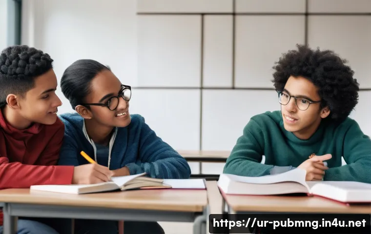 공공관리사 시험 대비를 위한 스터디 그룹 운영 사례 - **Prompt:** A diverse group of four to six young adult students, both male and female, are gathered ...