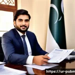 공공관리사 이직 시 필요한 문서 - A professional office scene in Pakistan showing a man presenting verified identity documents includi...