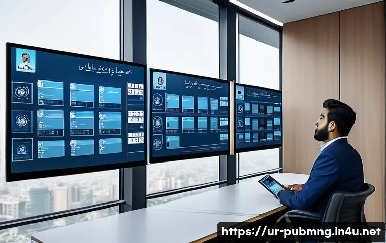 공공관리사와 관련된 산업 동향과 최신 기술 - A modern public administration office in Pakistan showcasing the integration of AI and robotic proce...