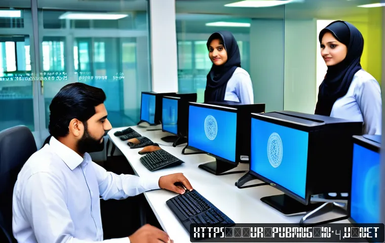 공공관리사와 유사 직업 비교 - A modern public administration office in Pakistan, featuring young male and female civil servants dr...