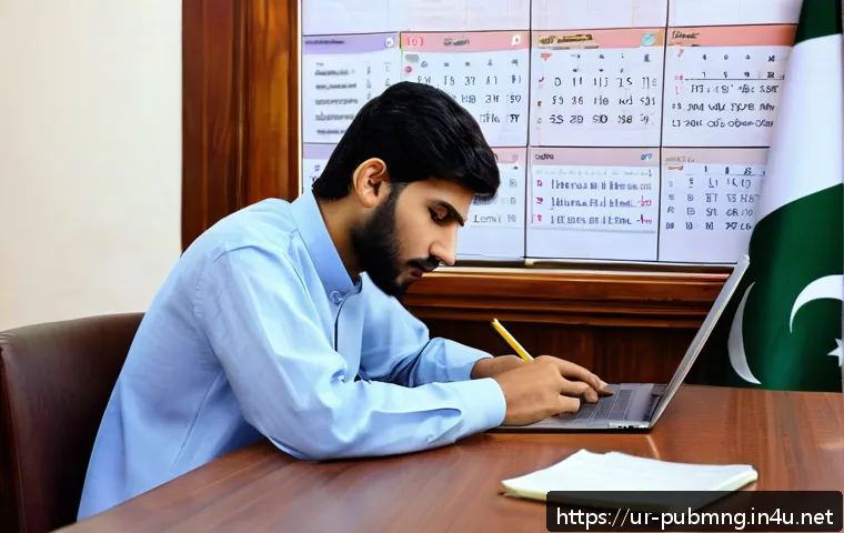 공공관리사 최신 기출문제 리뷰 - A focused study scene set in a modern Pakistani home environment showing a young Urdu-speaking male ...