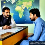 공공관리사 실무에서 자주 발생하는 문제 해결 사례 - Photorealistic municipal service office in Pakistan, a skilled public administrator in modest shalwa...