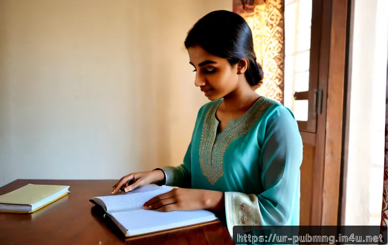공공관리사 시험 준비 과정 공유 - Photorealistic study scene in a modest Lahore apartment, a young Pakistani woman in a pastel shalwar...